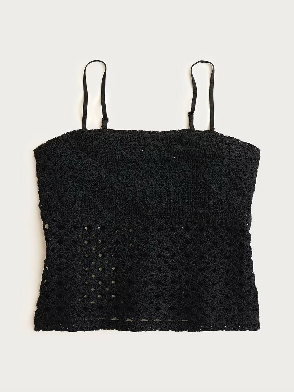 J. Crew Black Crochet Bandeau Top with Adjustable Straps